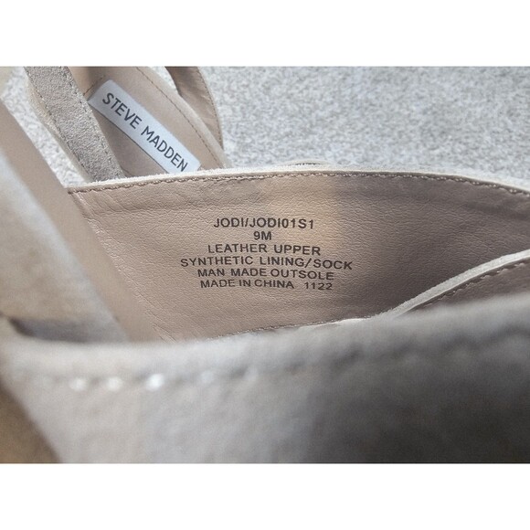 Steve Madden Jodi Platform High Heels Women Size 9 Suede Ankle Strap Beige Block - Picture 9 of 12